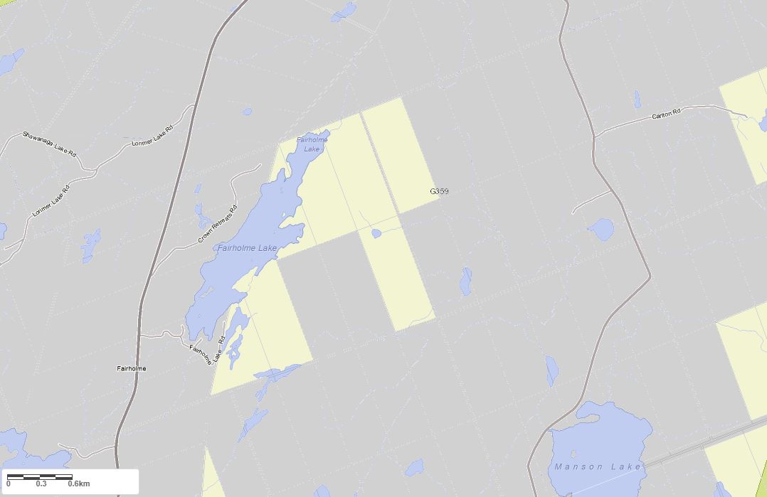 Crown Land Map of Fairholme Lake in Municipality of Whitestone and the District of Parry Sound
